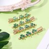 St.Patrick's Day Hair Clips Glitter Shamrock Clover Hairpins Green Charm Lucky Leaf Hat Embellished Gold Alligator Hair Clips for Party Gift