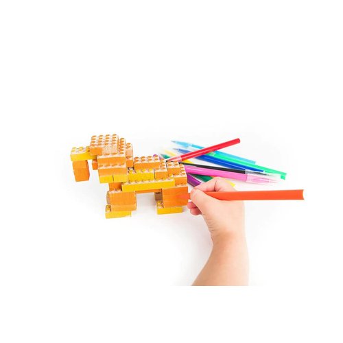 Eco-Bricks 3 in 1 Builds Africa - Earth-Friendly Kids Building Blocks - Create 3 Different Animals, Camel, Elephant, Ostrich