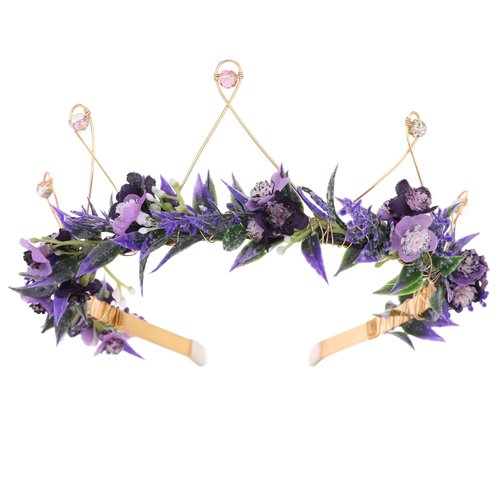 KorViSHOW Purple Flower Princess crown - Elegant Flower Tiara Fairy Crown Purple Floral Hair Headwear Accessories for Women Girls Bridal Wedding Birthday Maternity Special Holiday Photography