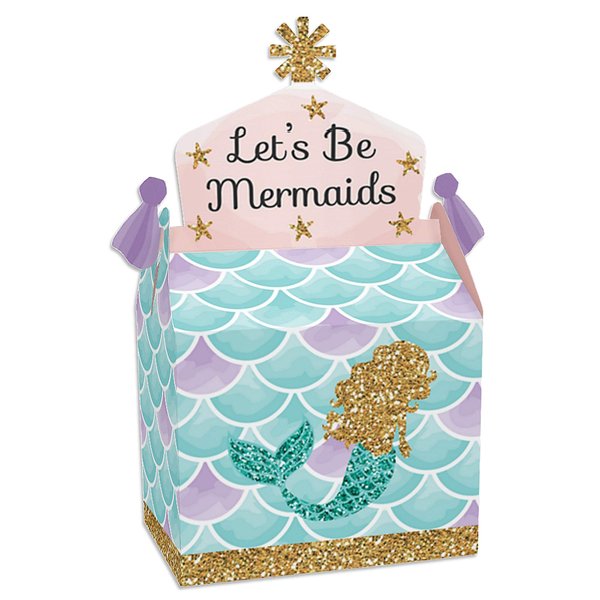 Big Dot of Happiness Let’s Be Mermaids - Treat Box Party Favors - Baby Shower or Birthday Party Goodie Gable Boxes - Set of 12