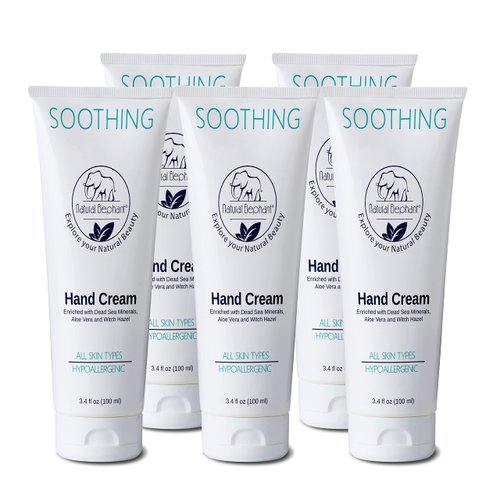 Natural Elephant Dead Sea Soothing Hand Cream with Dead Sea Minerals 3.4 fl oz (Pack of 5)