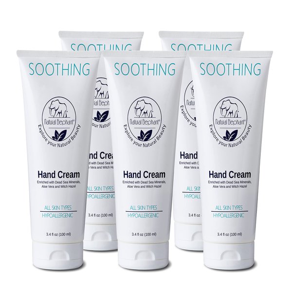 Natural Elephant Dead Sea Soothing Hand Cream with Dead Sea Minerals 3.4 fl oz (Pack of 5)