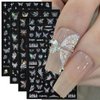 4 Sheets Holographic Laser White Butterfly Nail Stickers,Y2K Luxury Aurora Butterflies Star Nail Art Stickers 3D Sun Moon Flame Heart Nail Decals for Women Nail Decor Nail Designs Nail Accessories