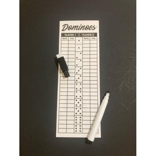 PRK 14 Reusable Double Six Dominoes Game Score Pad with Pen, 8x2.7 Inches so u can Focus on The Game, not on Keeping Score!