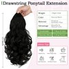 Cephermer Ponytail Extension, 15 Inch Drawstring Ponytail, Natural Black Wavy Clip in Pony Tails Hair Extensions Natural Looking Synthetic Hairpiece for Women Daily Use party