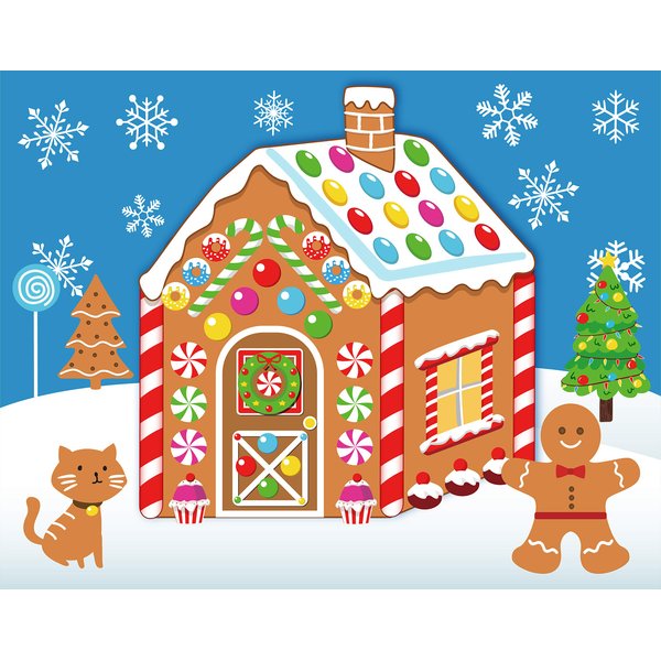 32PCS Make-a-Gingerbread House Stickers for Kids - Christmas Party Game/Craft/Activity/Favor/Supplies - 16 Finished Products