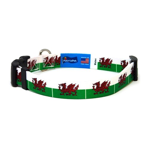 Wales Dog Collar | Wales Flag | Quick-release Buckle | Made in NJ, USA | for Small Dogs