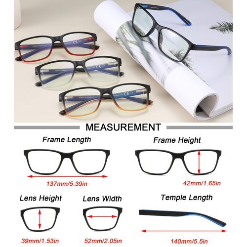 Reading Glasses for Men 4-Pack Stylish Computer Readers with Spring Hinges, Anti Glare/Eye Strain Filter UV Ray Blue Light Blocking Two-Tone Reader Eyeglasses,+1.5 Magnification Strength
