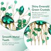 inSowni 7 Pieces Vintage Party Prom Wedding Bridal Emerald Green Beads Crystal Hair Side Combs+Rhinestone U-shaped Hair Pins Headpieces for Brides Bridesmaids Women Girls