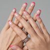 GLAMERMAID Press on Nails Short Squoval,Hot Pink French Tips False Nails with Design,24 Pcs Extra Short Glue on Nails UV Glossy Reusable Acrylic Stick on Nails for Women Girls Gift
