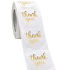 Thank You Label Sticker 1.5" Round, 500 Labels per Roll, Thank You Sticker for Birthday, Wedding, Gift, Bridal Shower Gold (White/Gold)