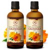 AROMATIKA Calendula Oil set 2 x 3.4 Fl Oz - 6.8 Fl Oz - Calendula Officinalis - Infused - Almond Oil Base - 100% Pure & Natural - Marigold Oil - for Skin, Nails, Hair, Face, Body