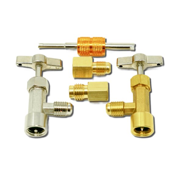 Lu-Hawk R134A Self-Sealing, Single Puncture Can Taps, with Valve Core Removal Tool, and Brass Fittings.