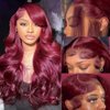 ELFSECRET 99J Burgundy Lace Front Wigs Human Hair 13X4 Body Wave 180 Density HD Transparent Lace Frontal Wig for Black Women Glueless Wine Red Lace Wig Pre Plucked with Baby Hair 28 Inch