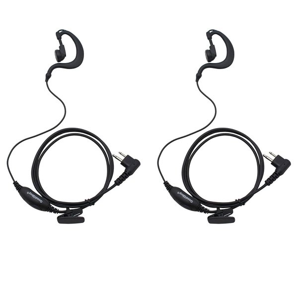 GoodQbuy 2 Pin G Shape Clip-Ear Headset Earpiece is Compatible with Motorola BRP40 CP200 CP200D CP185 CLS1410 CLS1110 DTR650 RDU2020 RDU4100 RDU4160D RDU2080D RMU2040 RMU2080D CLS RDU RMM RMU(2 Pack)