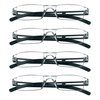LifeArt 4 Pairs Reading Glasses, Blue Light Blocking Glasses, Computer Reading Glasses for Women and Men, Fashion Rectangle Eyewear Frame(4 Black, 1.25 Magnification)