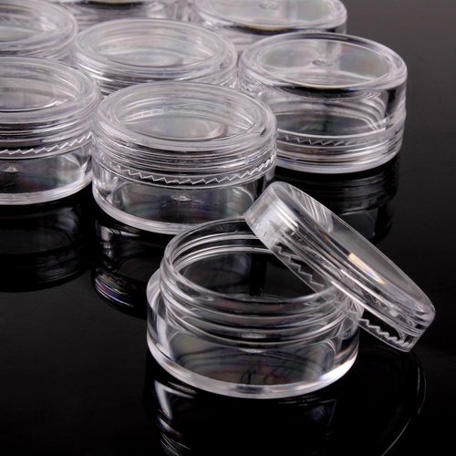 Clear Empty 5 Gram 5ML 1 1/4" inch X Height: 3/4 inch Size Empty Clear Plastic Cosmetic Containers/Powder Container/Eye shadow Container Lot/Eye Shadow Holder/Cosmetic Containers Pot Jars (50PCS)