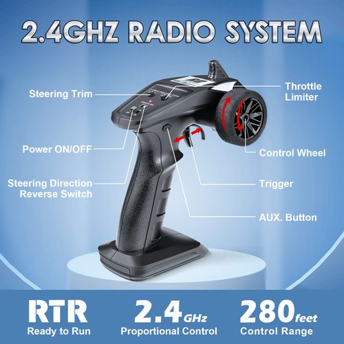 HAIBOXING 1/18TH 1/12TH 1/16TH Scale RC Car Spare Parts 2.4Ghz Radio (for Brushed Car) Apply to 16889 & 903 & 905 & 2995 (12670-2.4G)