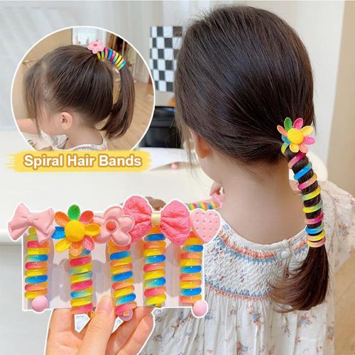 10Pcs Colorful Telephone Wire Hair Bands for Kids, Telephone Wire Hair Bands, Wear-Resistant Ponytail Holder for Women Girl Comfortable Phone Cord Hair Coils