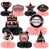 9PCS Retirement Party Decorations Rose Gold Retirement Party Centerpiece Honeycomb Glitter Table Toppers for Happy Retirement Party Supplies for Women