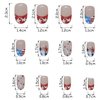 4th of July Press on Nails French Tips Almond Shaped Fake Nails Stars Cherry Designs Independence Day Patriotic False Nails Pink Glossy Artificial Stick Glue on Nails for Women Girls 24 Pcs