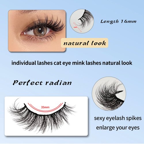 MMVDA lashes False eyelashes extension 3D,individual lashes Fluffy cat eye mink lashes eyelash extension kit 5 pairs Multipack natural look Wispy 9-14mm…