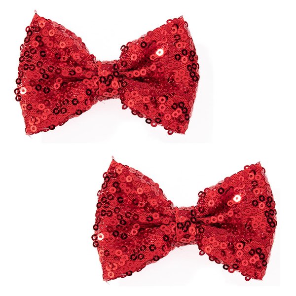 Love Fairy 3-Inch Glitter Bow Hairpin - Sparkling Sequin Bow Tie Hair Clip for Girls,Teens, and Women (Red)