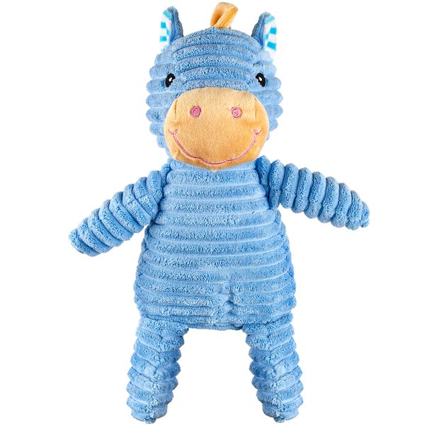Giftable World 15 Inch Plush Pet Toy Corduroy Horse with Squeaker Crinkle Ears and Striped Detail Dog Chew Toy