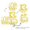 1 PCS 13 Official Teenager Cake Topper Glitter 13th Birthday Cake Pick Decorations for Teen 13th Birthday Party Supplies Gold