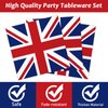 chiazllta 96 Pcs Britain UK England Flag Birthday Party Paper Plate and Napkins British Flag Party Supplies Tableware Union Jack Party Decorations Paper Plate Napkin Fork for Party Favors 24 Guests