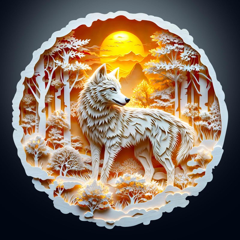 Wooden Puzzles for Adults -Wolf Puzzle, Flat Puzzle with 3D Visual Effect, Irregular Shape Wood P...