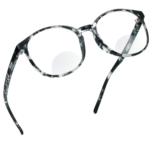 LifeArt Bifocal Reading Glasses with Round Lenses, Blue Light Blocking Glasses, Gaming Glasses, TV Glasses for Women Men, Anti Glare(Black&White, 0.00/+2.25 Magnification)