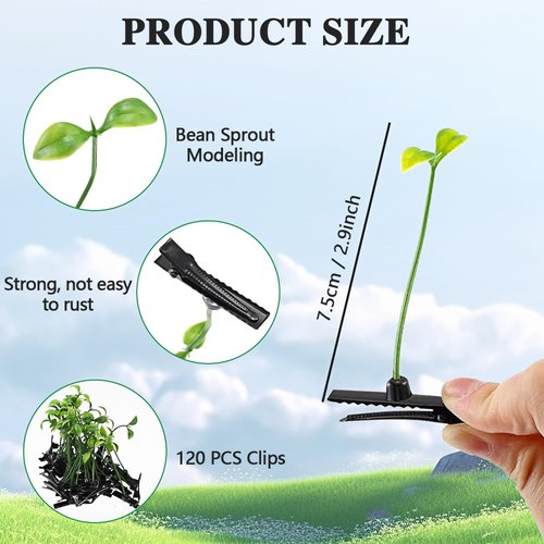 120Pcs Sprout Clips Plant Hair Clips Funny Cute Plant Hair Accessories Sprout Hair Clip for School,Parties,And Everyday Wear
