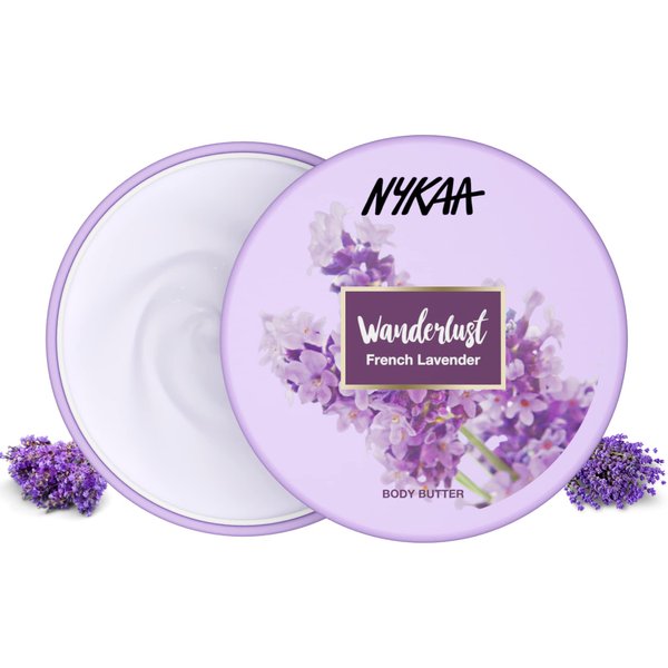 Nykaa Wanderlust French Lavender Body Butter with Shea & Cocoa Butter - Vitamin E, Deeply Moisturize & Hydrate Skin, Sodium & Sulphate free, Paraben Free - 200ml