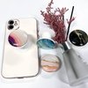 WUYULB Clear Crystal Glitter Expandible Collapsible Moblile Phone Grip Stand Holder for Smartphones and Tablets Cell Phone Accessory (Aqua Blue Rose Gold Wave)