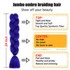 Ombre Braiding Hair Extensions for Women 3 Packs/24 Inch Braiding Hair Fiber Crochet Hair for Box Braids Senegal Twist Hair Extensions(24" (Pack of 3),royal blue)