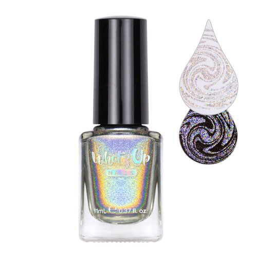 Whats Up Nails - Welcome to Holowood Stamping Polish Holographic Silver Lacquer for Stamped Nail Art Design 7 Free Cruelty Free Vegan