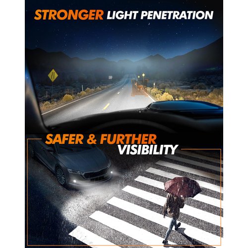 SEALIGHT 5202 LED Fog Light Bulb or DRL, 10000LM 24W Strong Penetration 5202 5201 PS19W PS24W Fog Lights LED Bulb, 6500k Cool White 5530 CSP Chips, IP68 Waterproof Plug and Play, Pack of 2
