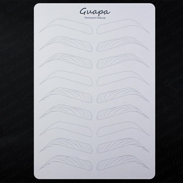 3pcs Double Sided Pre-printed Strokes Practice Skin with Basic Hairstroke Foundation Silicone Hair Strokes Practice Pad (Design 3-Light Grey Outlines)