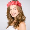 Hawaiian Leis Luau Tropical Headband Flower Crown Wreath Headpiece Wristbands Women Thicker Necklace Bracelets Hair Band For Summer Beach Vacation Pool Party Decorations Favors Supplies Set Red