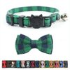 Cat Collar Breakaway with Bell and Bow Tie, Plaid Design Adjustable Safety Kitty Kitten Collars(6.8-10.8in) (Green Plaid)