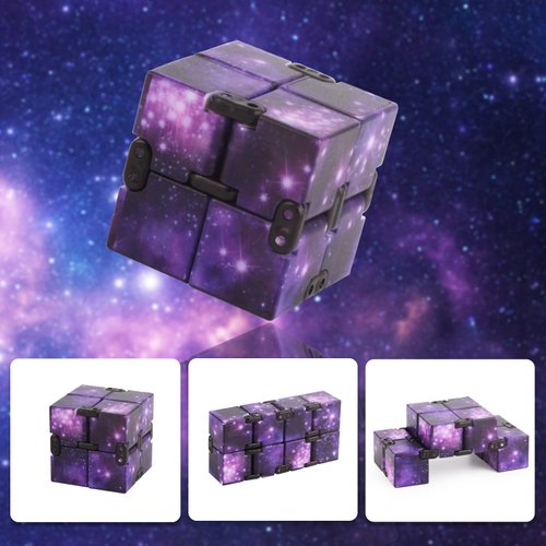 Fidget Infinity Cube Toys: Fidget Cubes Hand Held Magic Cube Cool Toy Stuff Gadgets Things Unique Birthday Gifts Boys Girls Kids Adults Anxiety Stress Relief Sensory Toy Finger Cube Purple