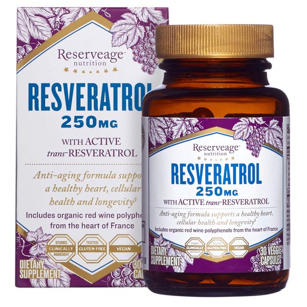 Reserveage Beauty, Resveratrol 250 mg, Antioxidant Supplement for Heart and Cellular Health, Supports Healthy Aging and Immune System, Paleo, Keto, 30 Capsules