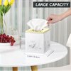 Luxspire Marble Tissue Box Cover, Square Tissue Box Holder with Golden Lid, Resin Modern Tissue Holder, Napkin Dispenser for Bathroom Vanity Countertop, Night Stands, Marble White + Gold