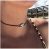 Yheakne Boho Layered Suede Choker Necklace Black Leather Shell Necklace Silver Sea Shell Necklace Short Minimalist Collar Necklace Chain Jewelry for Women Beach Lover Gifts