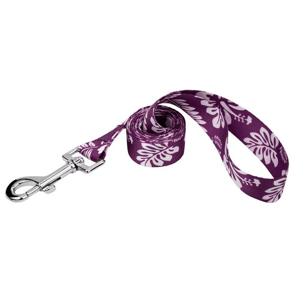 Country Brook Petz - 1/2 Inch Purple Hawaiian Dog Leash - 4 Foot
