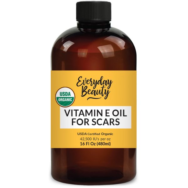 Organic Vitamin E Oil for Scars - All Natural & Vegan Skin Moisturizer 16oz - Light & Unscented Great for Scars After Surgery - Reduce Wrinkles, Anti Aging, Lighten Dark Spots - Face, Skin & All Over