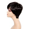 Unonet Pixie Cut Wig with Bangs Human Hair Short Wigs for Women Short Pixie Cut Wigs Black Brazilian Virgin Hair Layered Wavy wigs Party Daily Use (Natural Black)