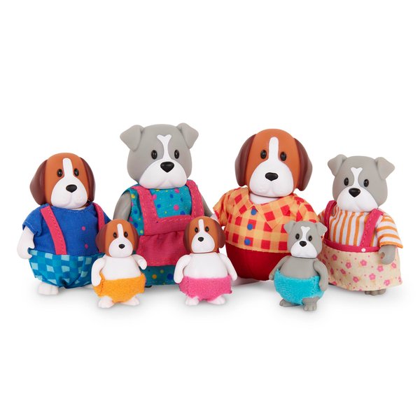 Li'l Woodzeez – Digglesby Dog Family – Non Flocked – Set of 7 Collectible Posable Dog Figures – Pretend Play Doll Figures – Gift Toy for Kids Age 3+