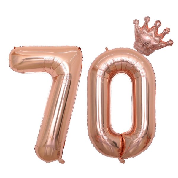 40 Inch Rose Gold Number 70 Balloons With Crown, 70th Birthday Balloons for Men and Women, 70th Birthday Decorations, Wedding Anniversar Celebration Decoration Balloons. (Rose Gold)